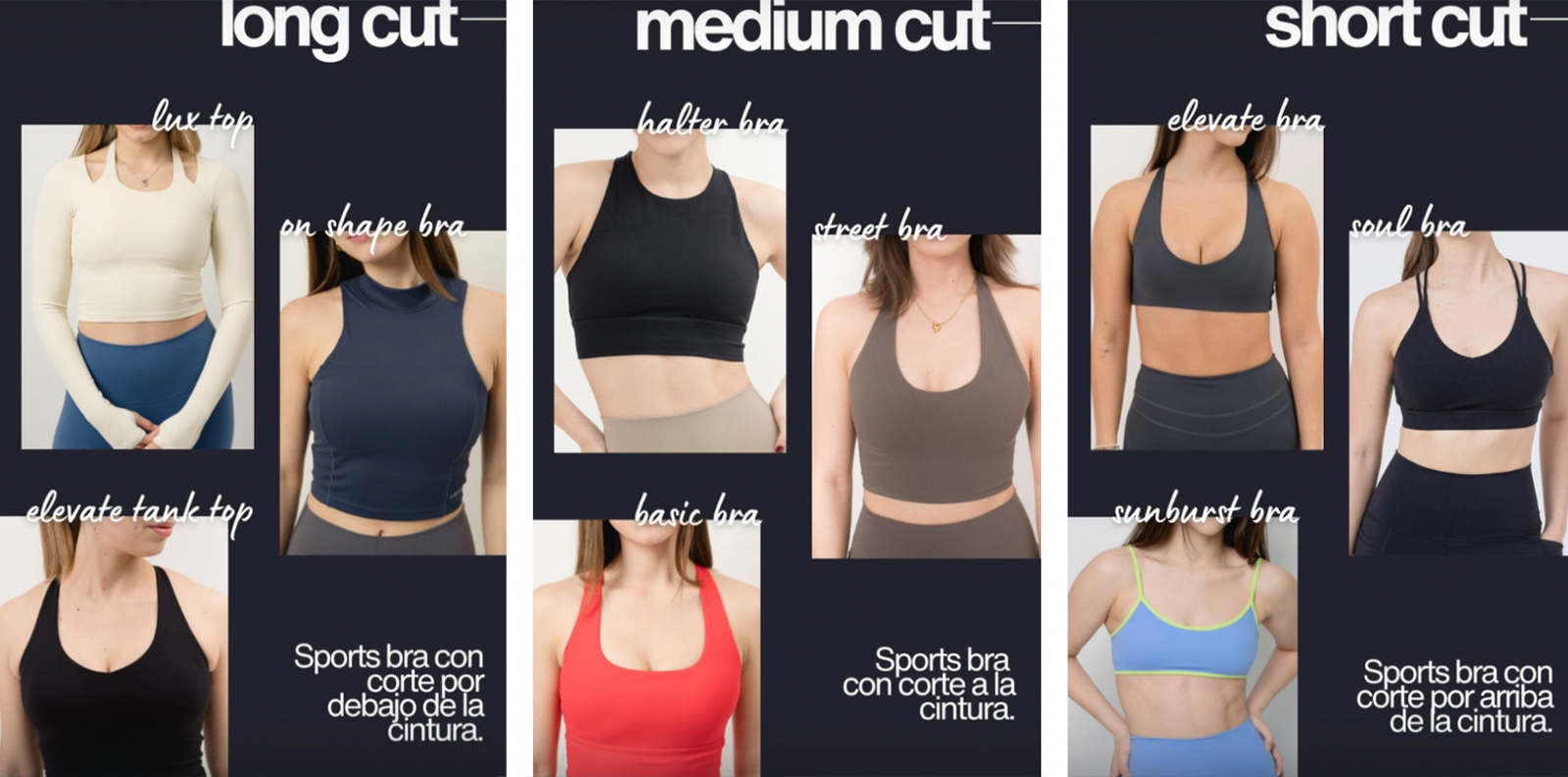 Collection of ¿Cuál es el sport bra ideal para ti? Guía según nivel de cobertura in a gallery layout