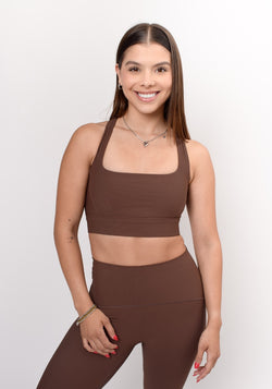 Collection of Brown Ribbed Flow Bra in a gallery layout