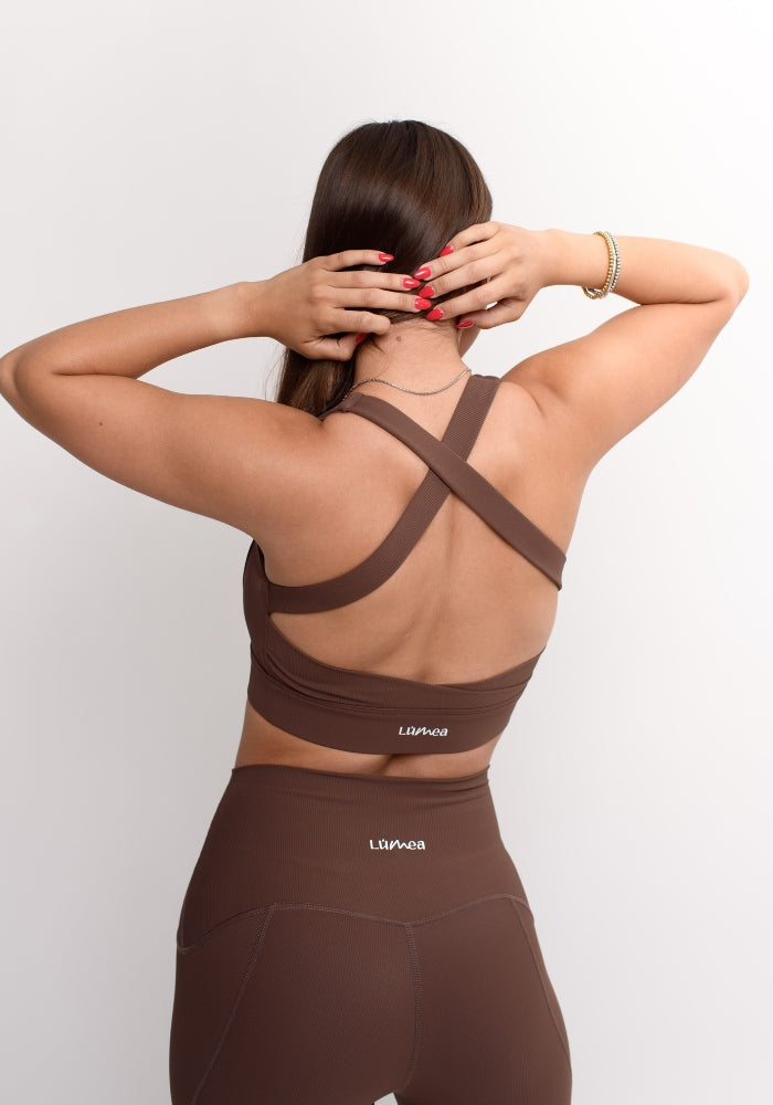 Brown Ribbed Flow Bra