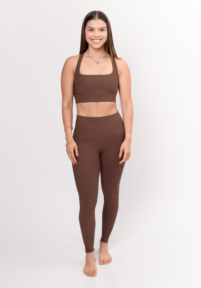 Brown Ribbed Flow Leggings