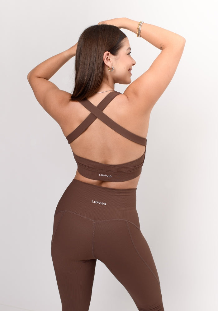 Brown Ribbed Flow Leggings