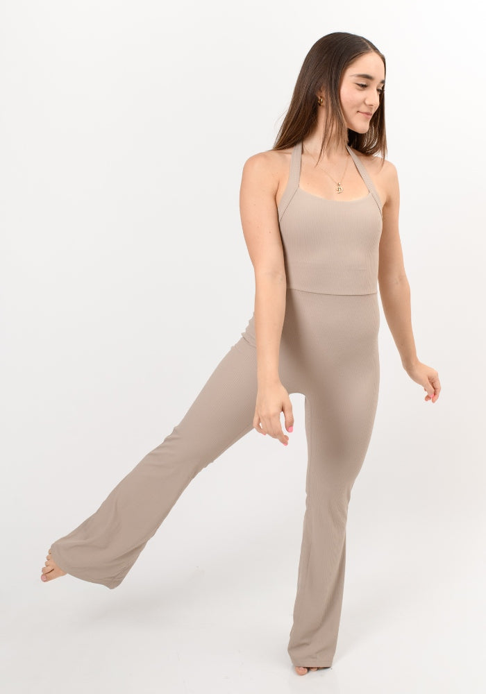 Nude Ribbed Jumpsuit