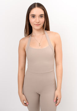 Collection of Nude Ribbed Jumpsuit in a gallery layout