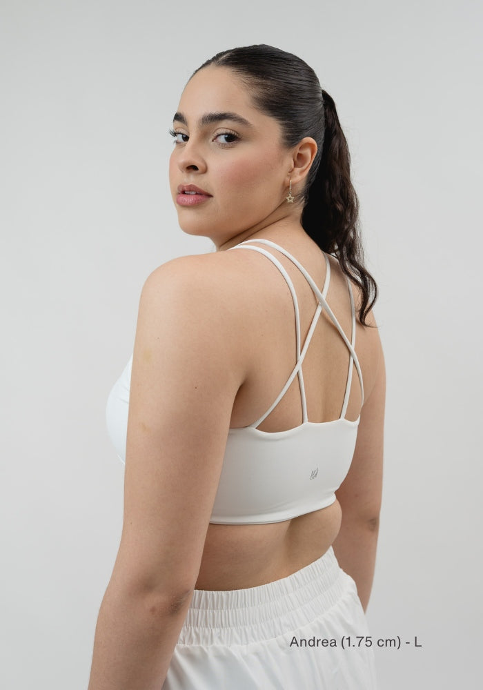 Collection of White Tempo Sport Bra in a gallery layout