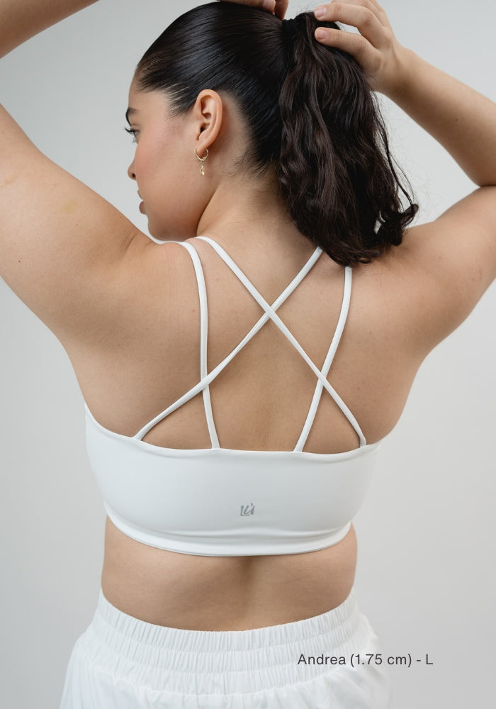 Collection of White Tempo Sport Bra in a gallery layout
