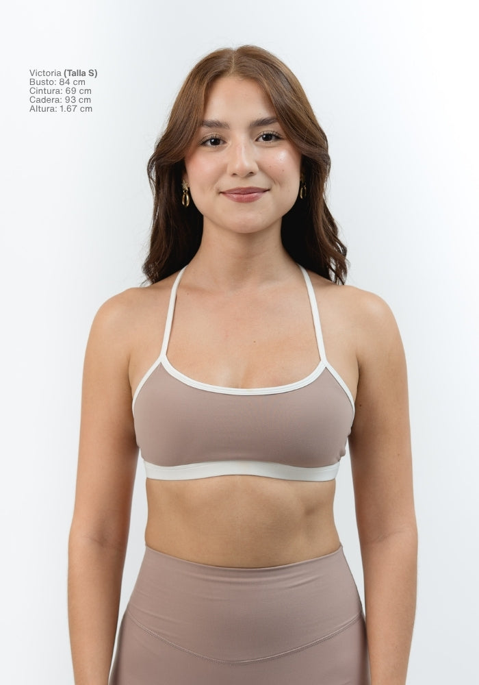 Collection of Silque Contrast Sport Bra in Pink Clay in a gallery layout