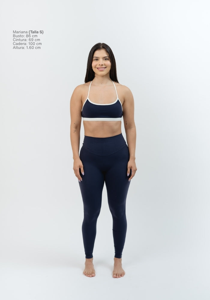 Collection of Silque Contrast Sport Bra in True Navy in a gallery layout